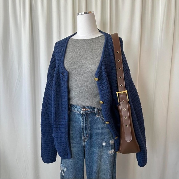 Gap Textured Sweater Jacket Blue size XL. - Picture 2 of 8